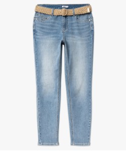 Jean 78ème coupe slim avec ceinture tressée femme